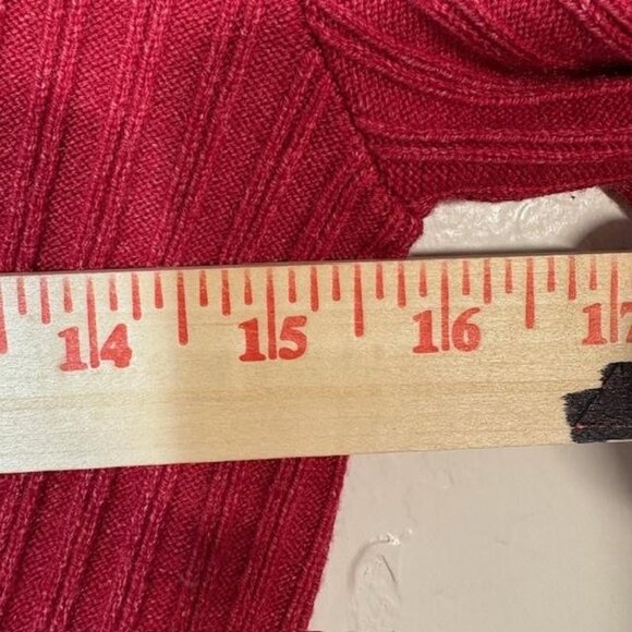 Pilcro Cardigan Sweater Womens Small Red Ribbed Asymmetric Button V Neck Knit - Picture 6 of 7
